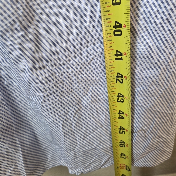 Zara Womens Blue White Striped Sz Small Buttom Collar Belted Shirt Dress - Picture 14 of 16